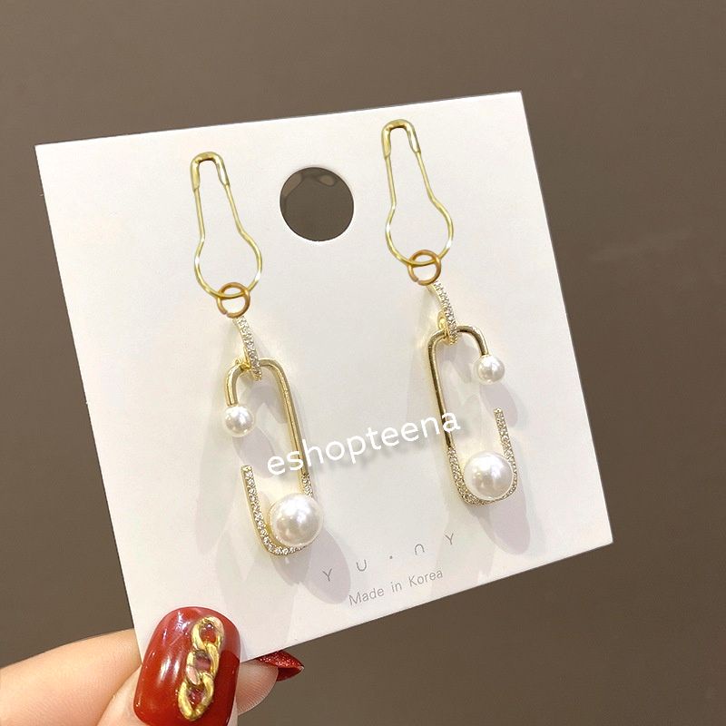 A44 anting hijab juntai pearl new gold_anting jilbab