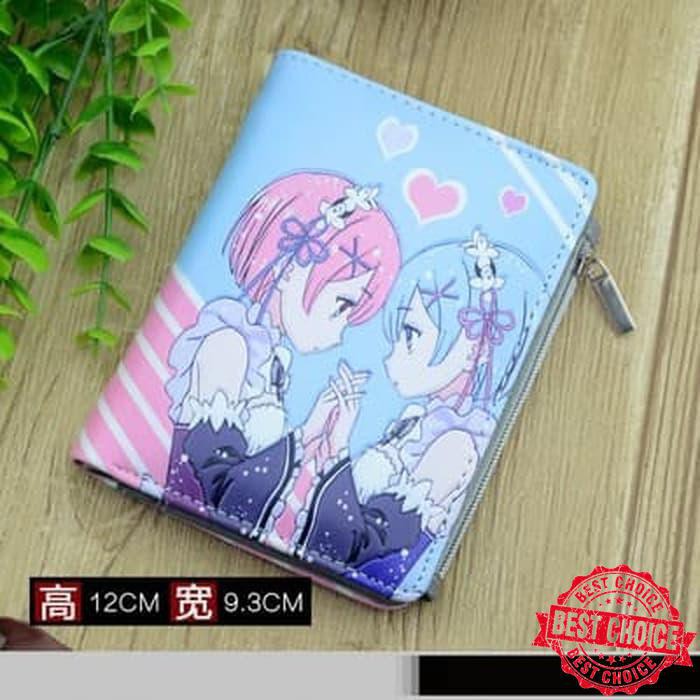 Promo Dompet anime re zero rem ram biru pink 2 lipat Murmer