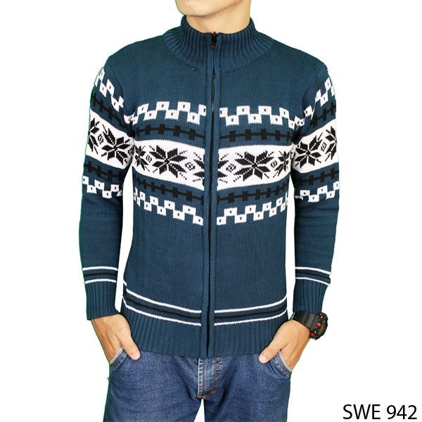 Sweater Kardigan Pria Rajut Navy – SWE 942
