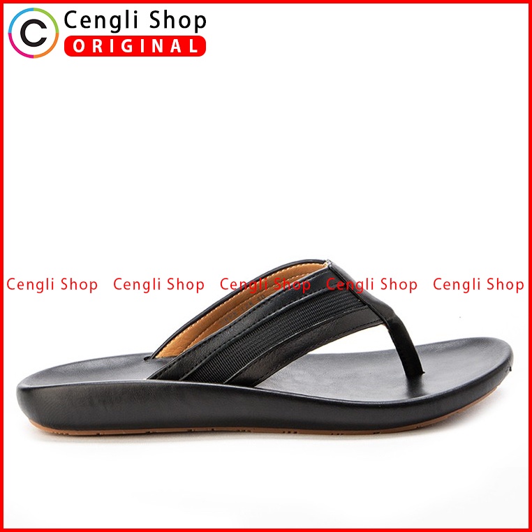 SANDAL CASUAL JIM JOKER PRIA ORIGINAL JEPIT KULIT BRANDED HITAM JJ05