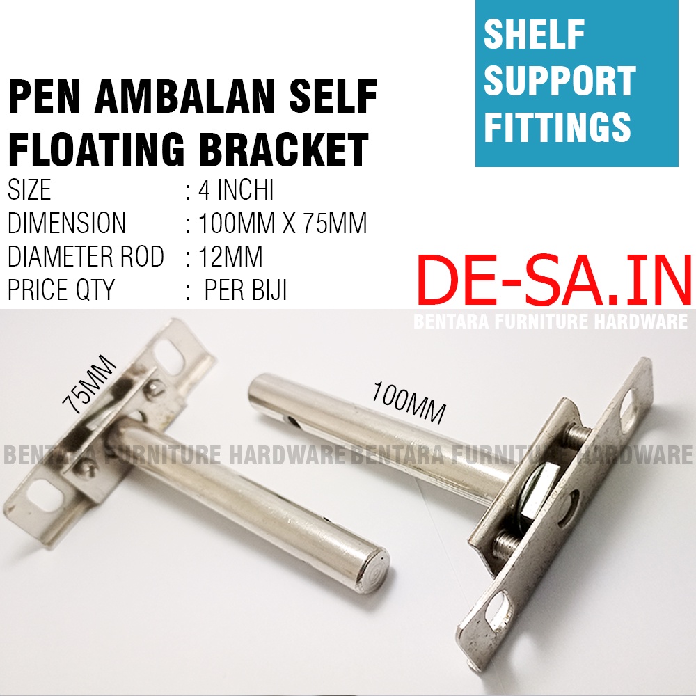 4 Inchi Pen Ambalan Melayang Tembok  - Braket Bracket Floating Shelf Wall D.12MM X 100MM