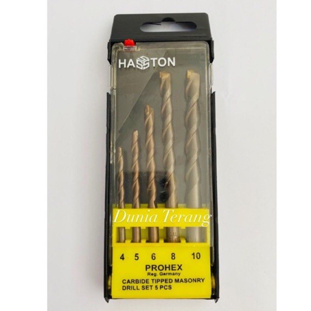 Mata Bor Beton HASSTON PROHEX Set 5 Pcs 4 5 6 8 10 mm Carbide Tipped Masonry Drill Set 5Pcs 0241-005