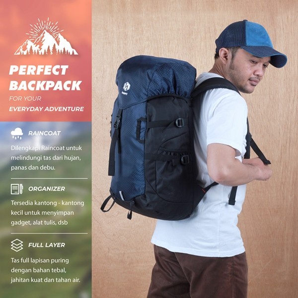 Alan - Tas Ransel Pria Semi Carrier Tas Gunung Punggung Travel 40 Liter - Abu 185