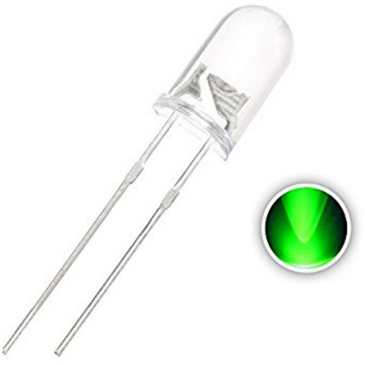 LED Green 3mm Diode Super Bright Round Through Hole Clear Transparant