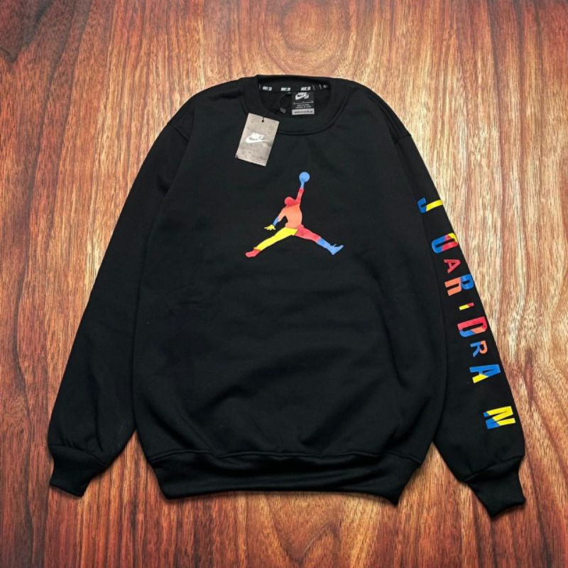 SWEATER CREWNECK NIKE AIR JORDAN RAINBOW JUMP HITAM&amp;PUTIH AUTHENTIC PREMIUM FULLTAG &amp; LEBEL