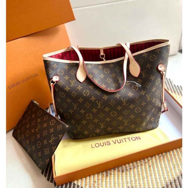 tas fashion LV neverfull medium free box