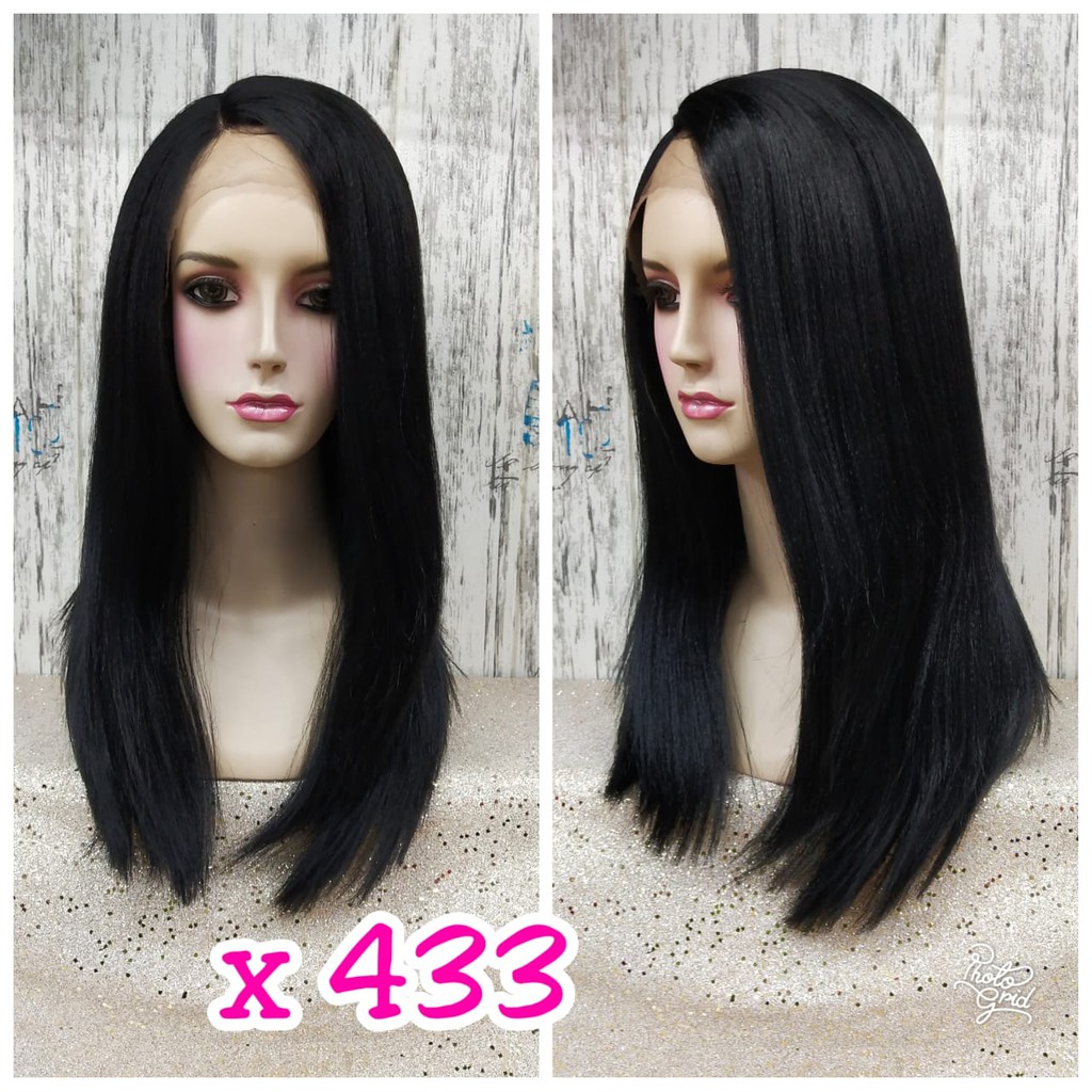 FRONT LACE WIG LACE WIG WANITA CEWEK WIG PANJANG LURUS HITAM WIG KOREA NATURAL RAMBUT ASLI X433