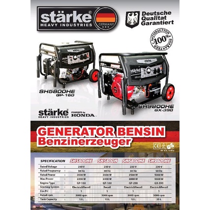 Genset HONDA STARKE SHE6800HE 3000Watt Double Stater / Genset Generator Gasoline Bensin SHE 6800 HE