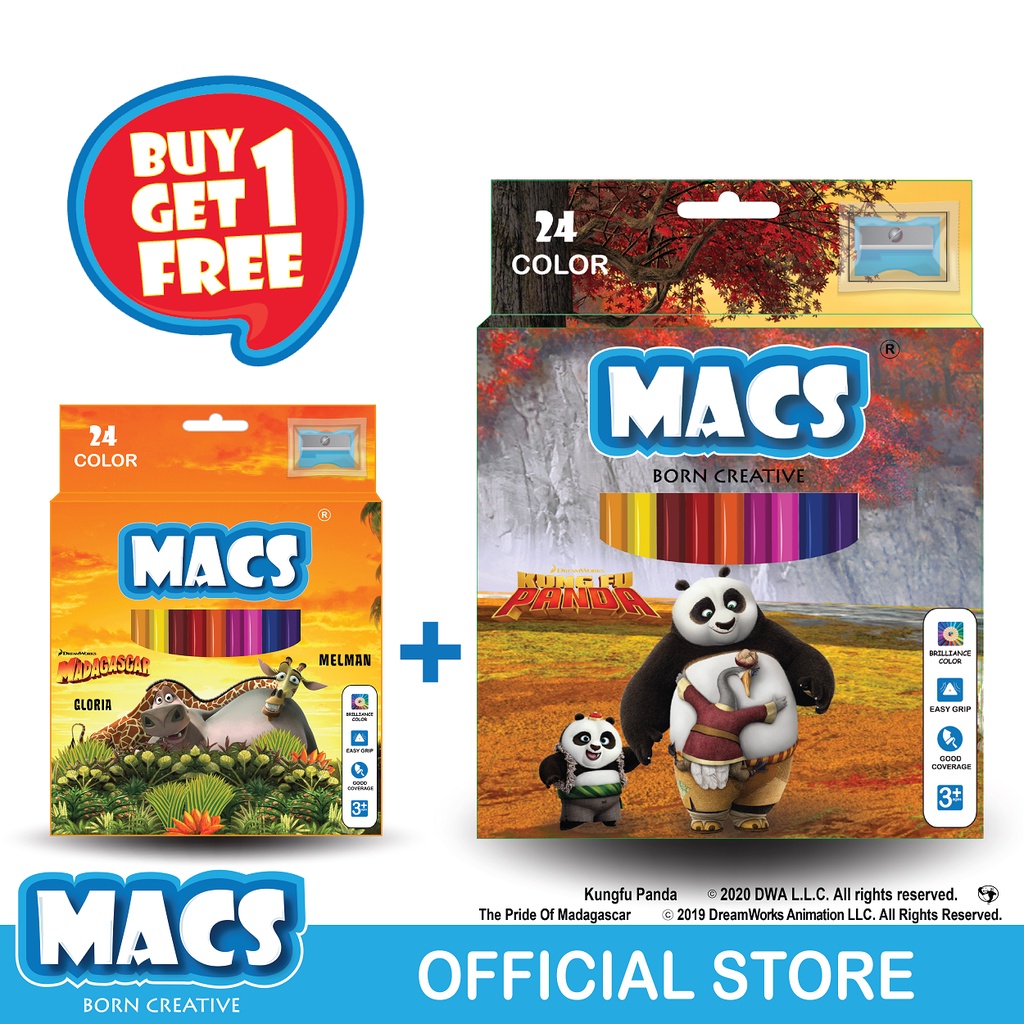 

MACS Pensil Warna 24 Buy 1 Get 1 Free Madagascar + Kung Fu Panda