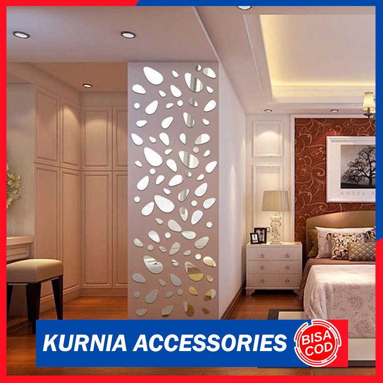 Sticker Dekorasi  Dinding  Mural Mirror Acrylic 12 PCS 