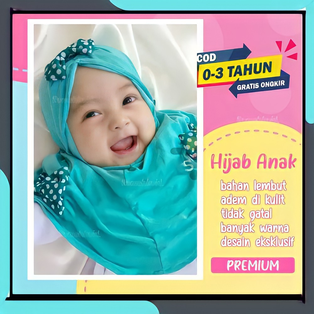 Jilbab Anak Pita 0-6 Bulan Up 3 Th  Hijab Bayi Kerudung Anak Bayi Perempuan Lucu Hits