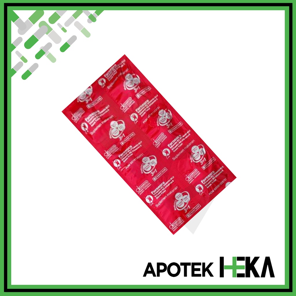 Forneuro Strip isi 6 Kapsul - Multivitamin B1 B12 B6 E Asam Folat