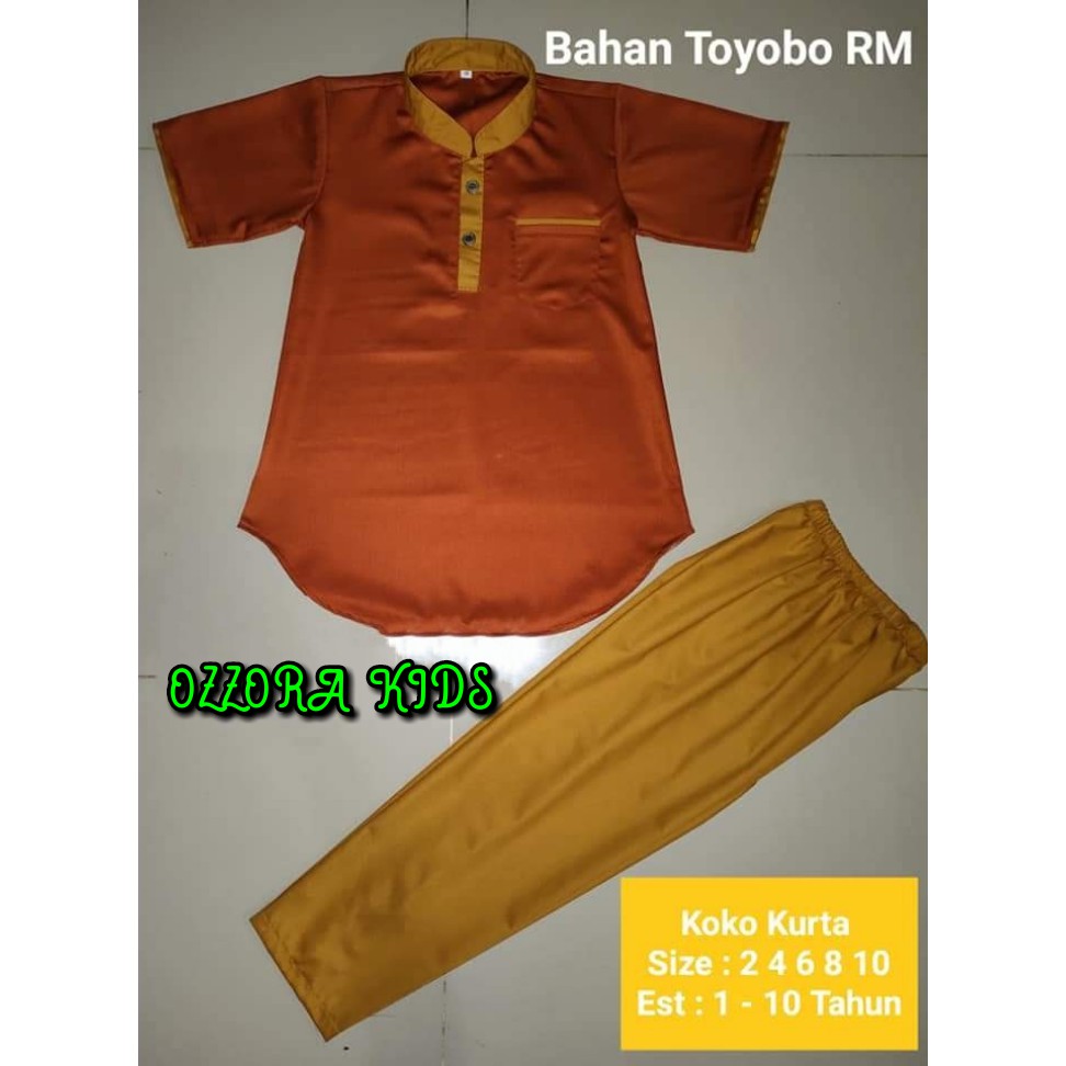 Baju Koko kurta anak setelan usia 1-10 tahun bahan toyobo PREMIUM lengan pendek