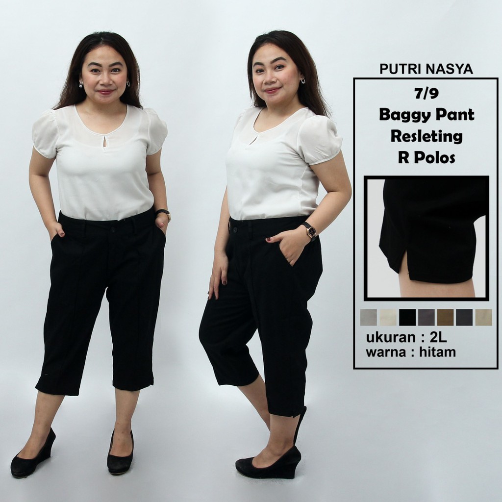 Celana 7/9 jumbo resleting polos/ baggy pant jumbo / celanapendek model 8L-6L-5L-4L-2L-XL-S fit to L