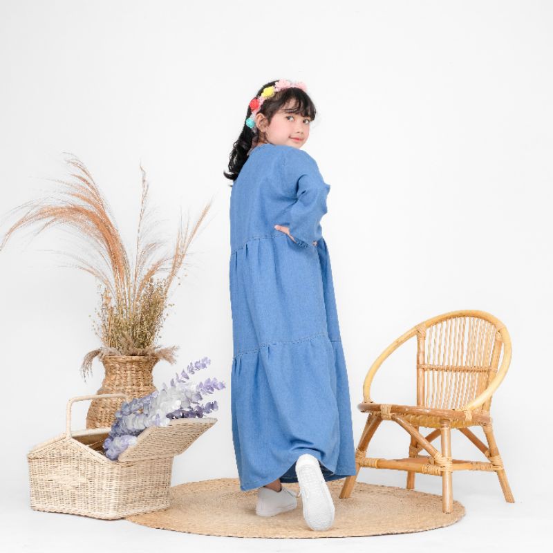 Gamis Anak / Gamis Anak Perempuan / Gamis Jeans Anak By Laurakids 6-10 Tahun