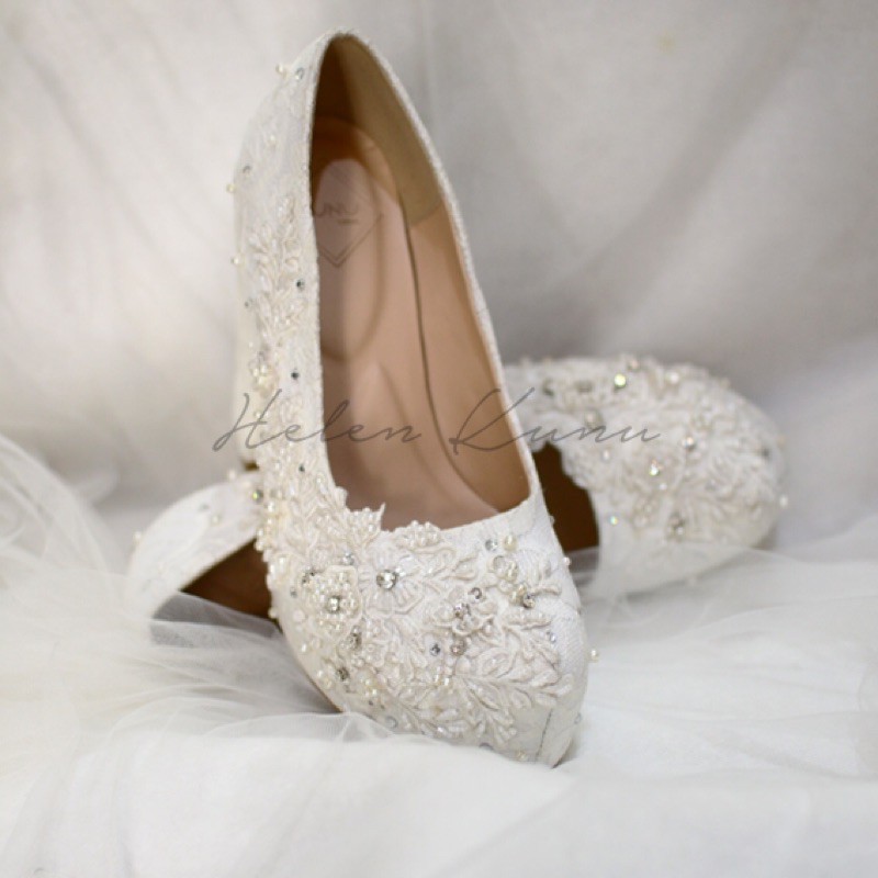 BRIGITTA WEDDING SHOES LACE PREMIUM SEPATU PENGANTIN AKAD NIKAH BRIDE HEELS