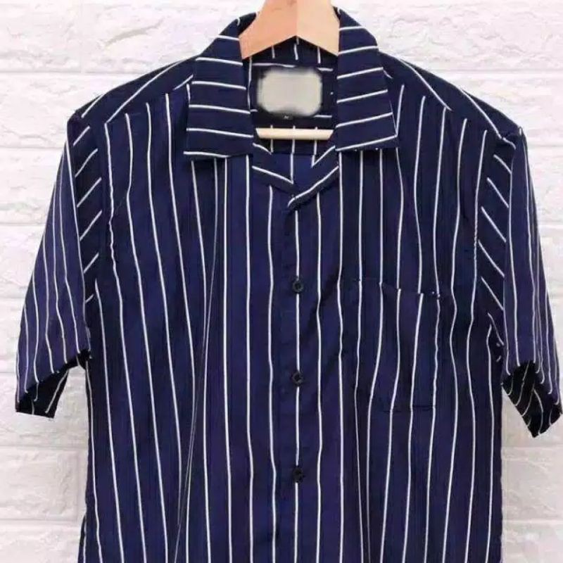 KEMEJA SALUR PRIA STRIPE LENGAN PENDEK COWOK 4559-2