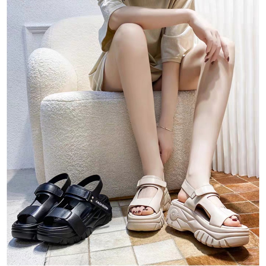 Sandal Tali Double Strip Warna Polos Casual WA406