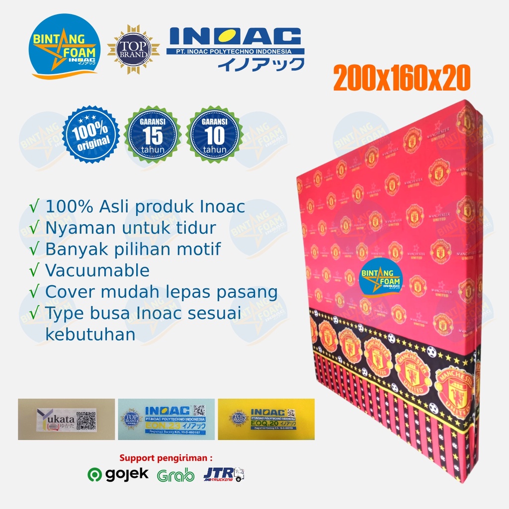kasur busa Inoac 160x200x20cm anti kempes Garansi 10-15thn super awet Type EON LG D23, EOQ D20, YUKA