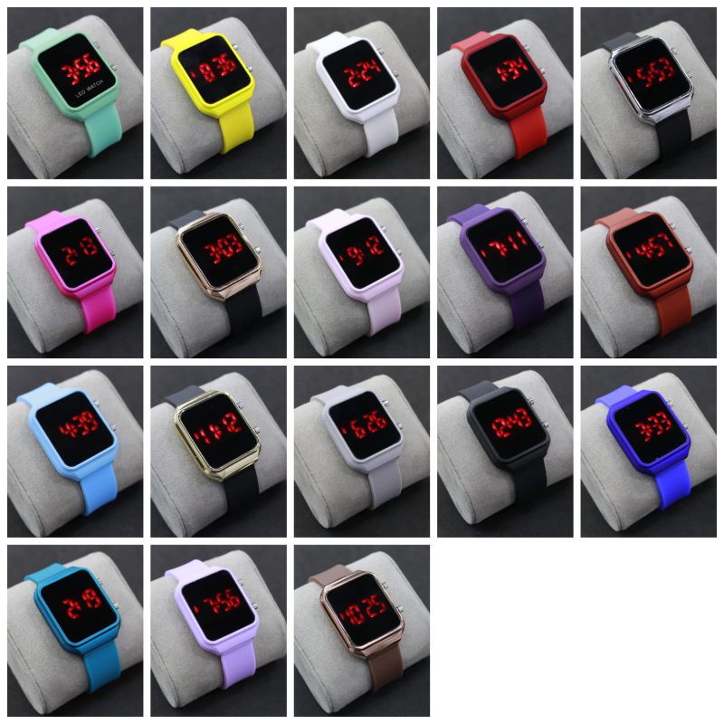 NEW !! JAM TANGAN WANITA LED SEGI RUBBER DIGITAL WATCH model Samsung