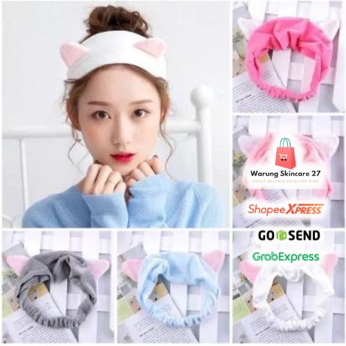 BANDANA BANDO TELINGA KUCING KOREA BAHAN KAIN LEMBUT PAKAI KARET