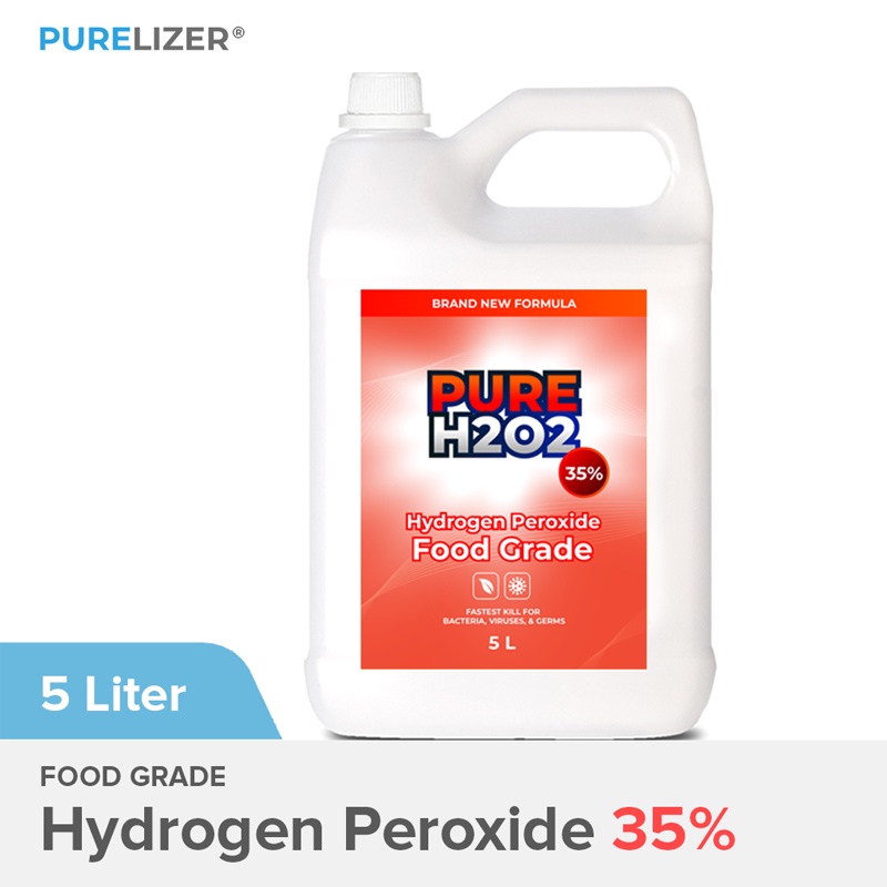 PURELIZER Pure H2O2 35% Food Grade 5 Liter Hydrogen Peroxide 5L