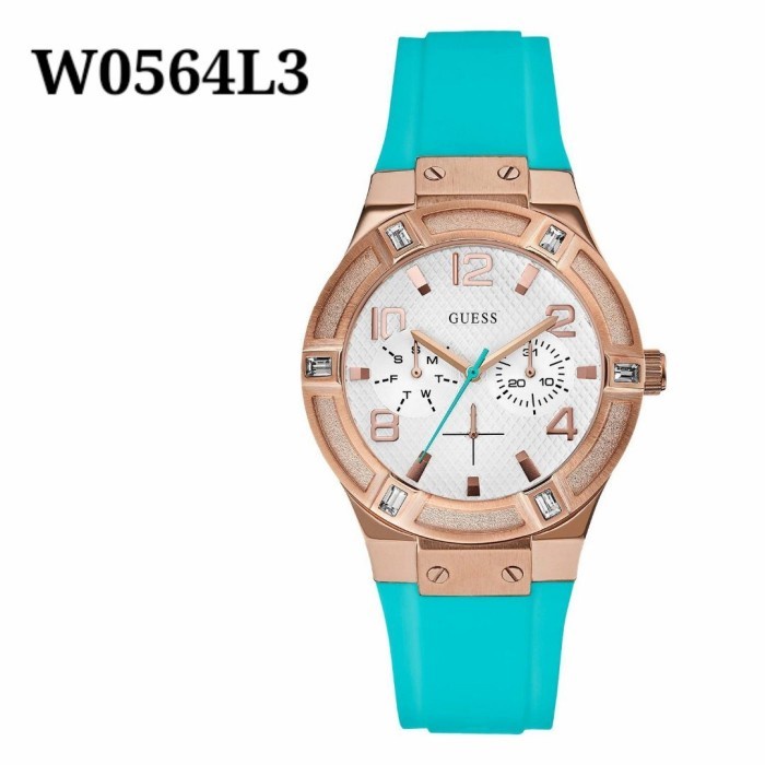 Diskon Jam Tangan Wanita Guess W0564L3 Baterai Strap Rubber Jam Tangan Wanita Branded Bayar dirumah 