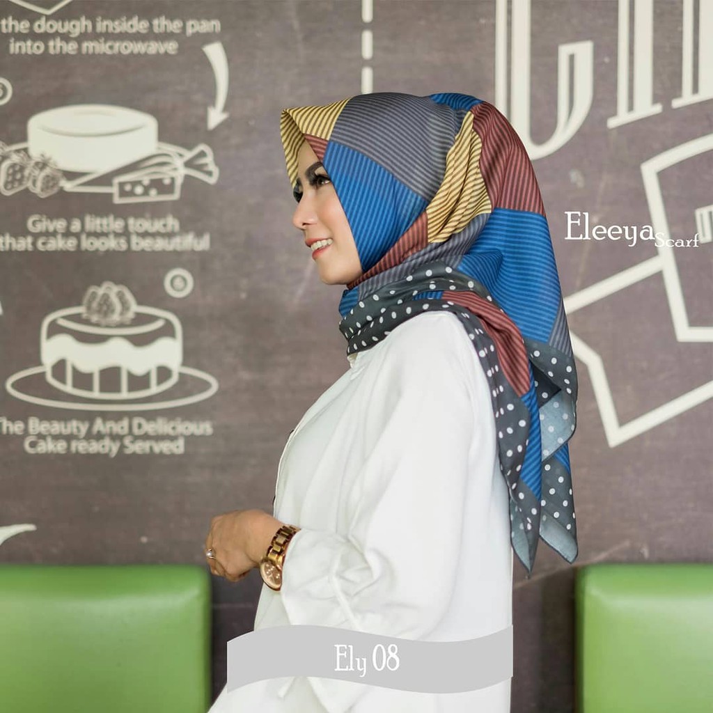 HIJAB SEGIEMPAT MOTIF ELY 08 || ELEEYA SCARF