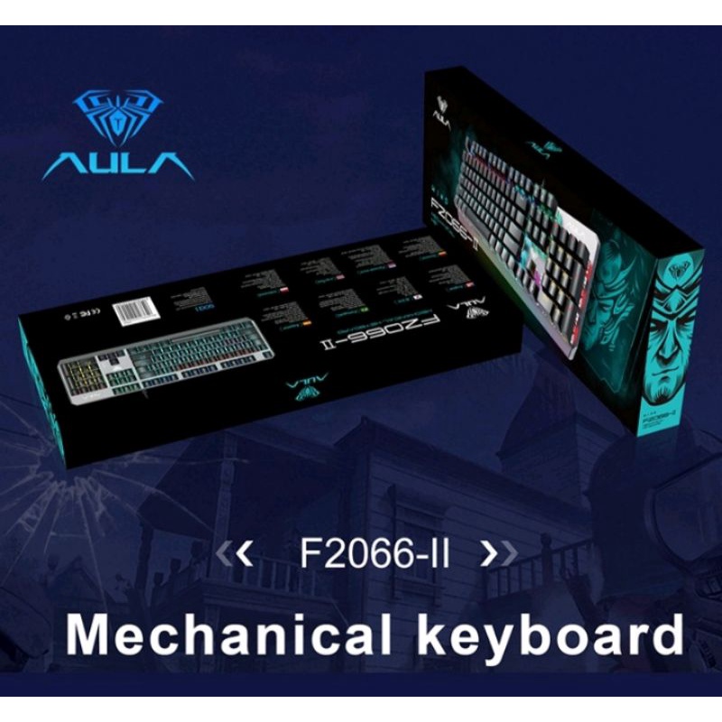 Keyboard usb Gaming Mechanical AULA F-2066 II Blue Switch - Rainbow 20 kinds (aula original/suport otg