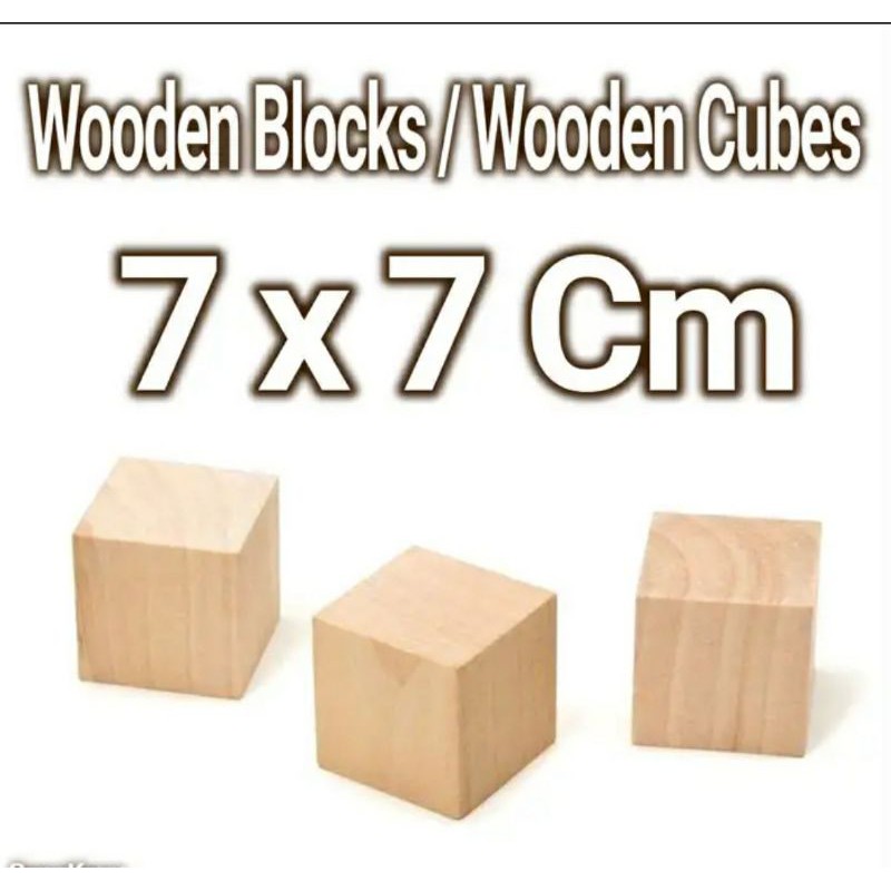 Wooden Blocks 7x7cm wood cube balok kayu kubus bahan craft dekorasi