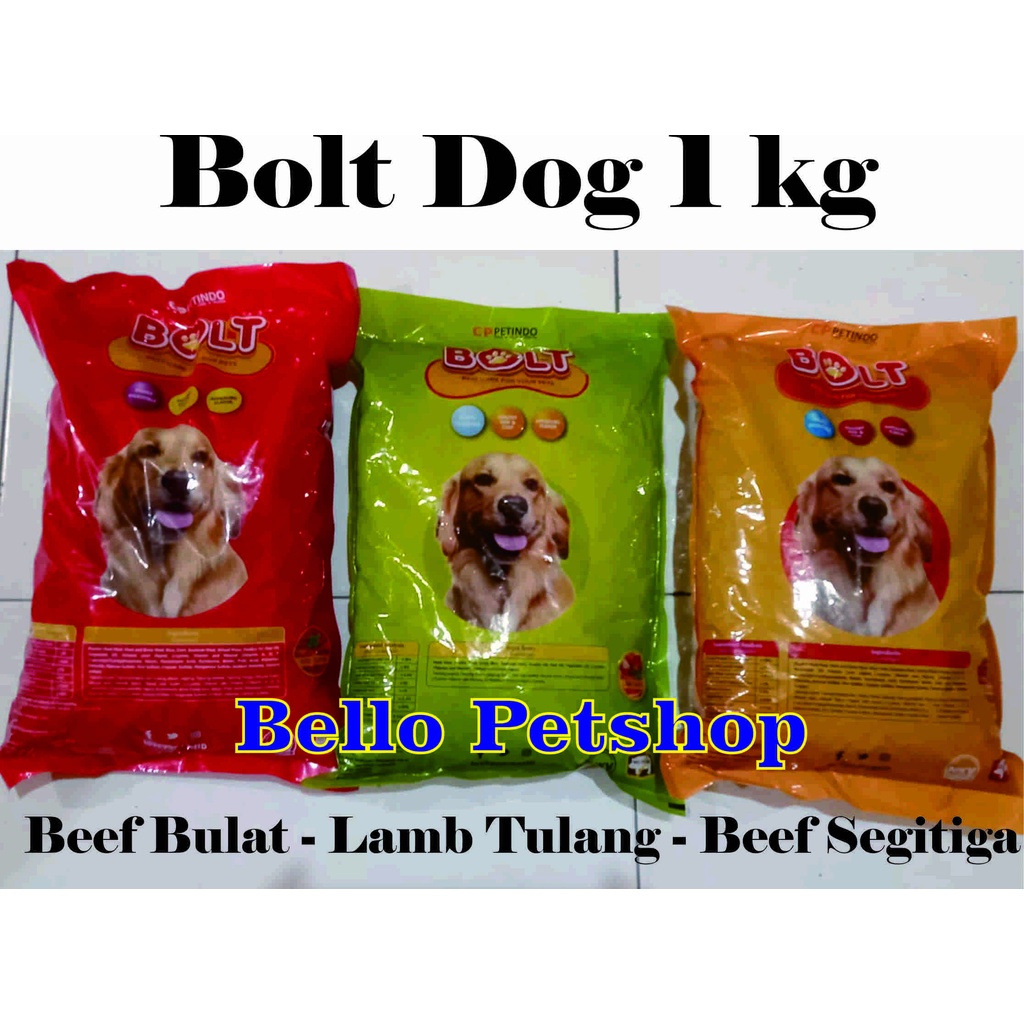 Bolt Dog freshpack 1kg / makanan anjing Bolt 1 kg freshpack / bolt dog lamb 1kg / bolt dog beef bula