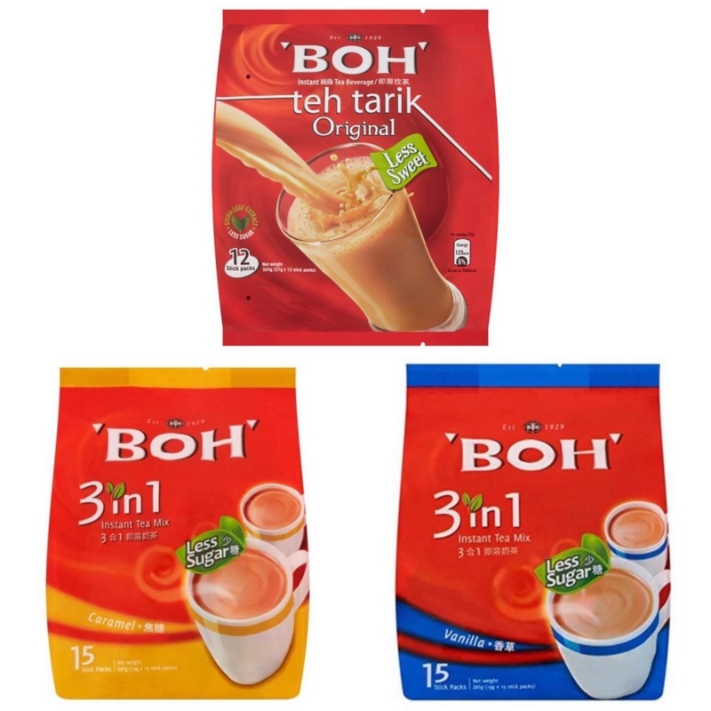 

BOH Teh Tarik Original Less Sugar 12 sachet/Boh 3 In 1 Instant Tea Mix Less Sugar Caramel/BOH 3 IN 1 VANILLA LESS SUGAR/Kemasan kantong isi 15 sachet/BOH/Teh/Tarik/Original/Less/Sugar/3 In 1/Instant/Tea/Mix/Caramel/15/12/sachet/VANILLA/Kemasan/kantong
