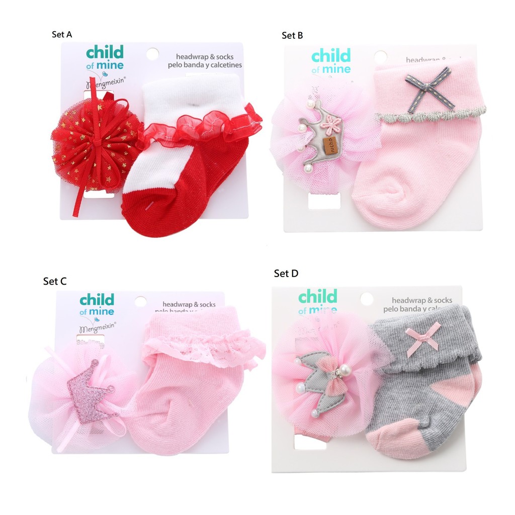 Set bandana/ bando bayi dan kaos kaki bayi import