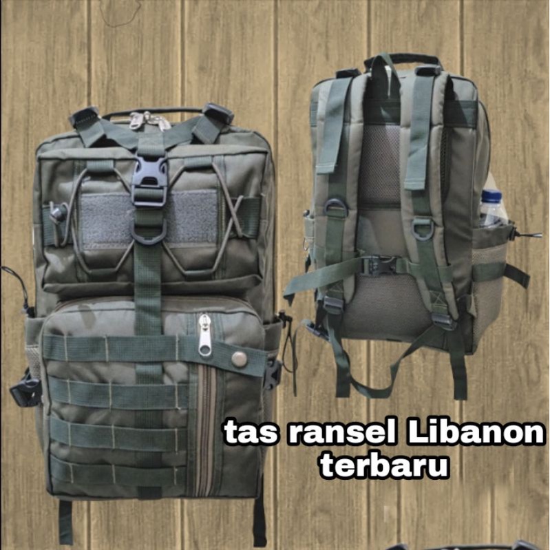 tas ransel Libanon terbaru/tas libanon army/tas ransel Libanon hijau polos kancing