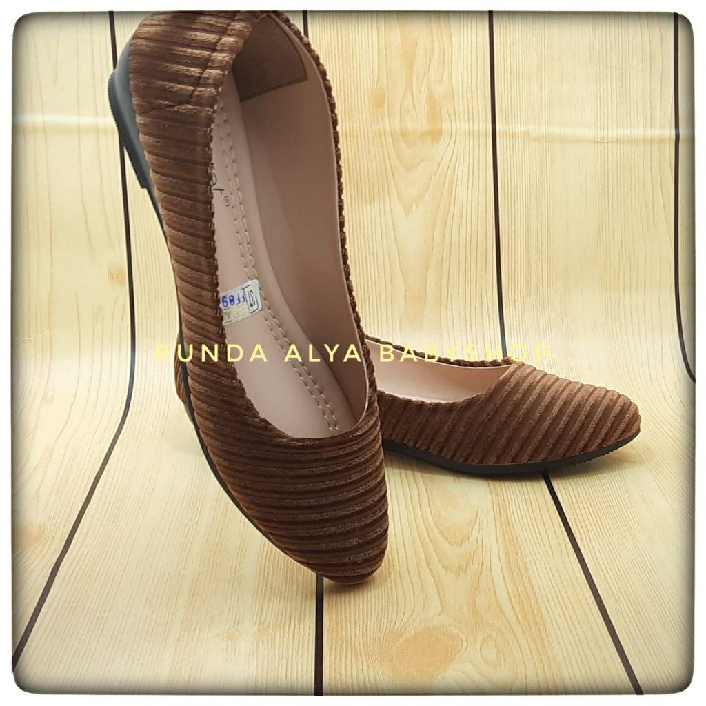 Flatshoes CABARET Premium Size 37 -  40 COKLAT - SALUR - Sepatu Wanita Dewasa Bludru