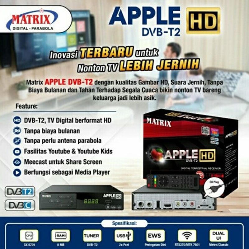 Set Top Box Receiver Matrix Apple DVB T2 Merah STB Youtube