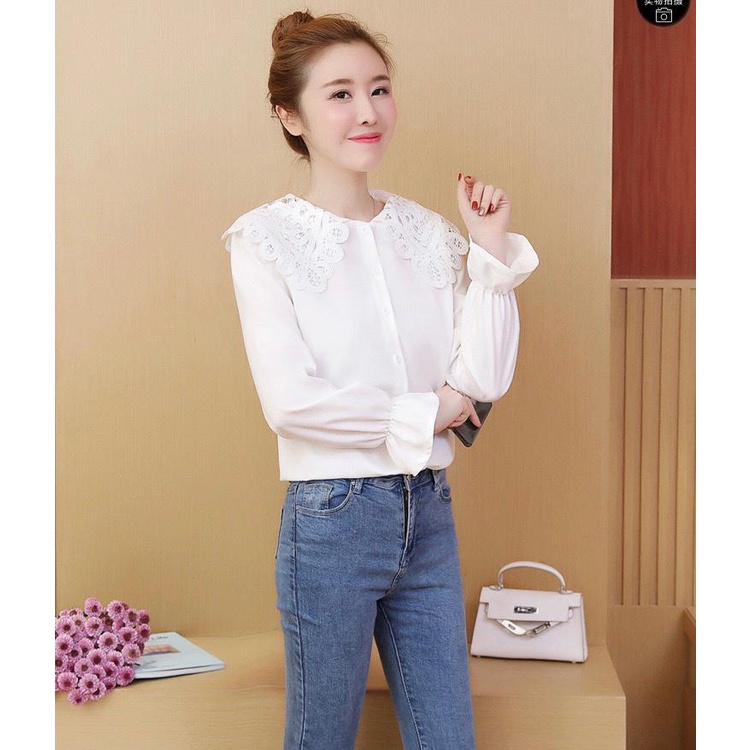 Ios Shop - Qiandra Blouse Wanita Lengan Panjang Kantor Korean Ramadhan Muslim Hijab OOTD Lebaran Ramadan Kekinian Korea Casual