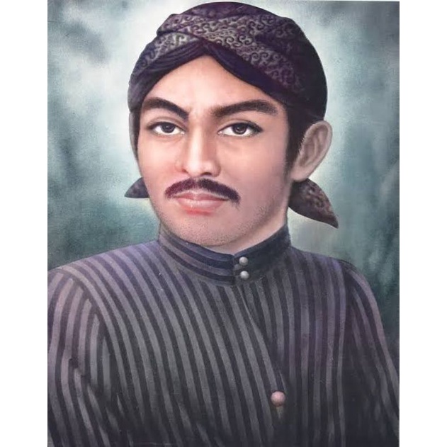 lukisan cetak sunan kalijaga plus bingkai ukuran 65 x 45 cm