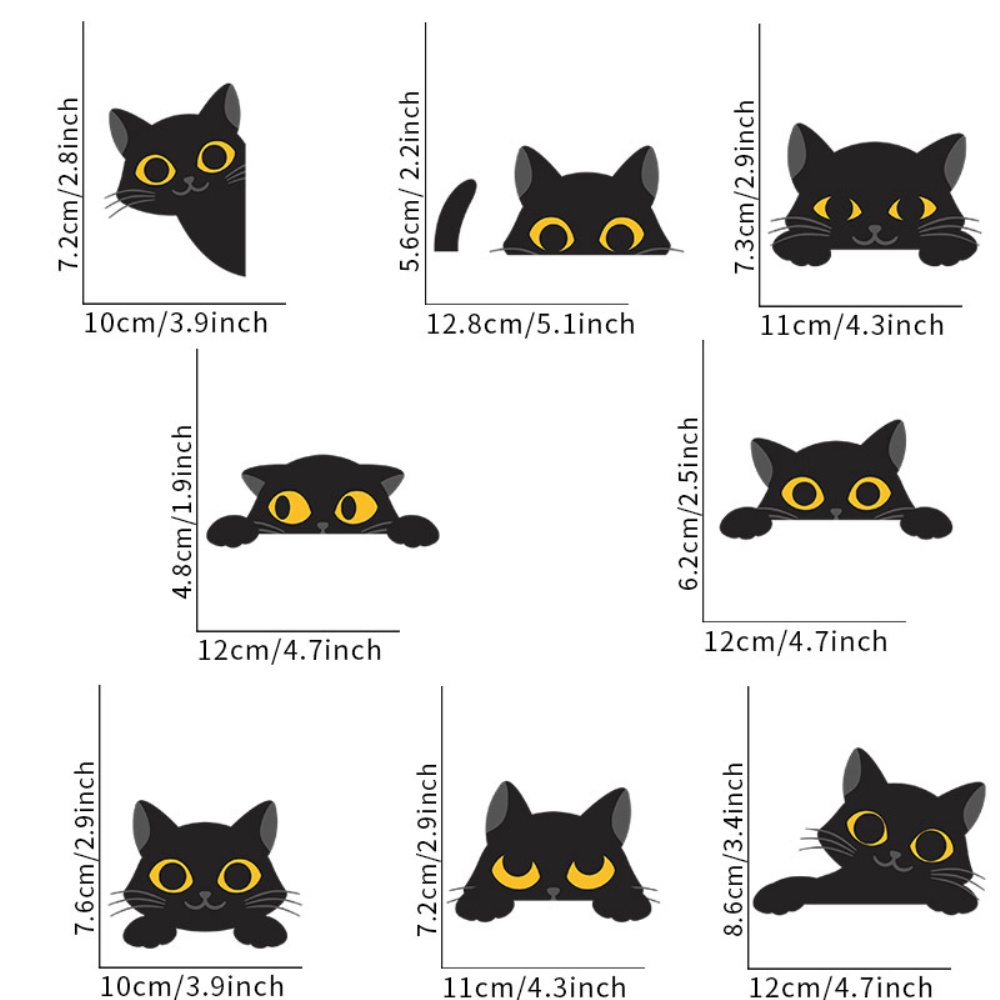 Stiker Dinding Motif Kartun Kucing Warna Hitam Untuk Dekorasi Halloween