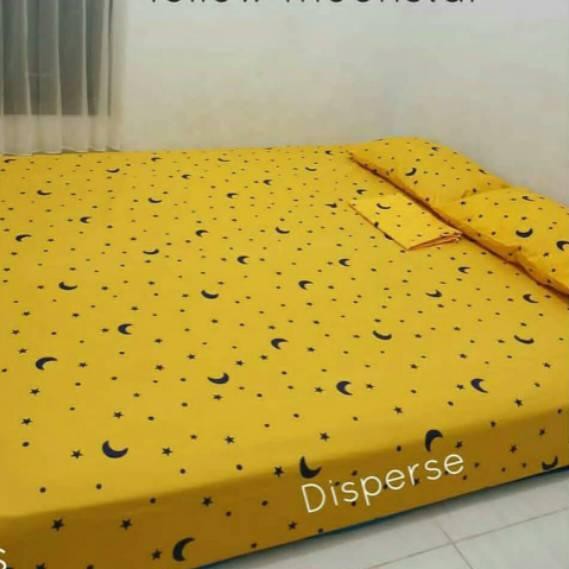 Dijual❇ SPREI BULAN BINTANG KUNING bahan katun mikrotex - Istimewa