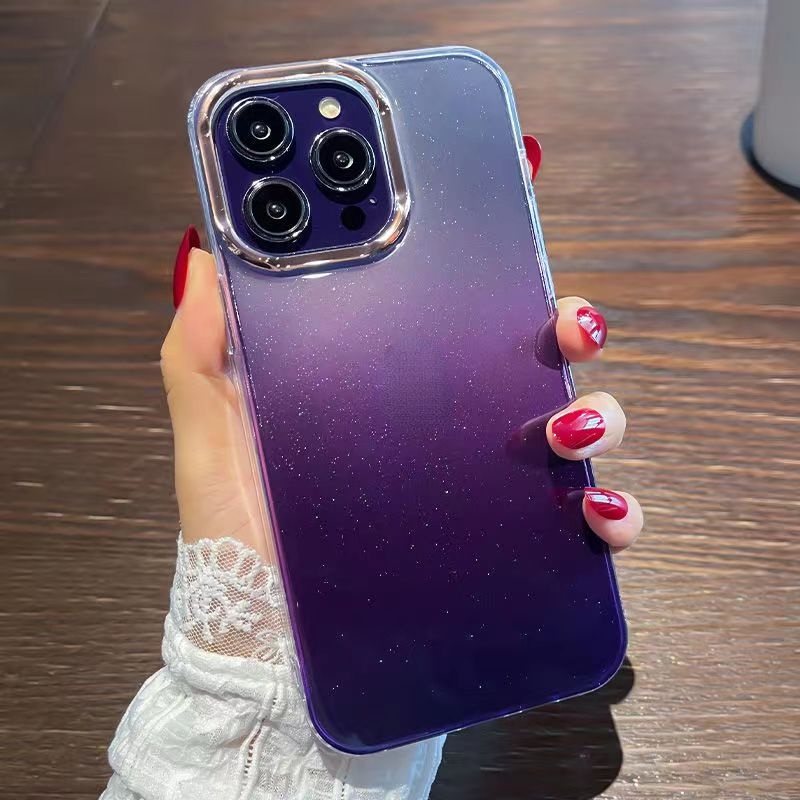 Case Bahan TPU Transparan Aksen Glitter Warna Gradasi Untuk Iphone 14 Pro MAX 11 Pro MAX 12 13 Pro MAX