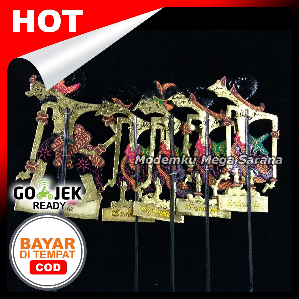 Miniatur Wayang Kulit Pendawa Lima Sunduk 11cm Souvenir Pembatas Buku