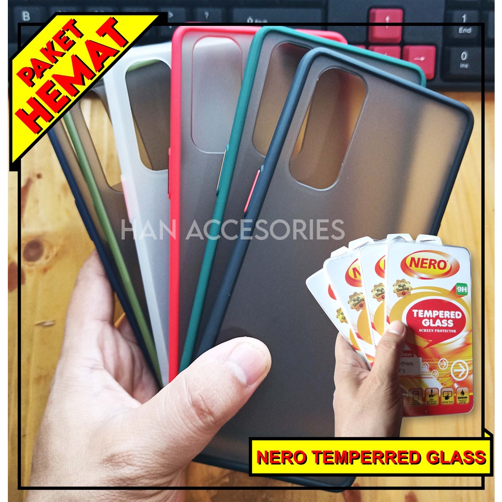 (PAKET HEMAT) Case Fuze Dove + Temperred Glass OPPO RENO RENO 2/2F/3/3 PRO/4/4 PRO 4G Hardcase / Matte Colour / Case Candy