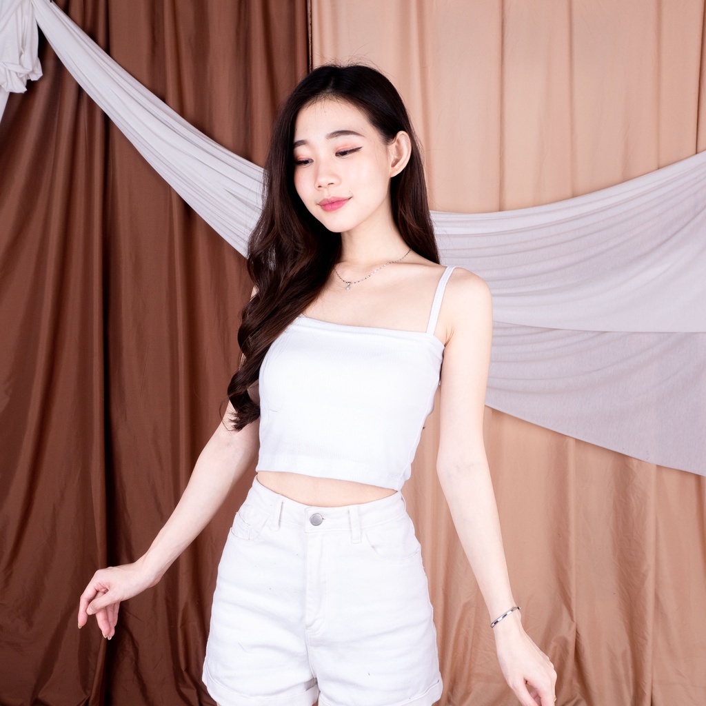 Tanktop Edrea RIB - Crop Top Wanita Tali Spagetti Korean Style-4