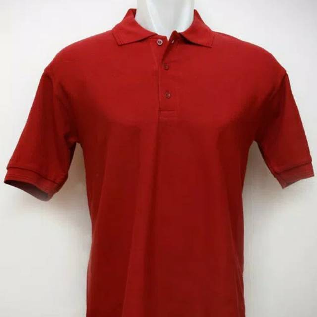 kaos polo t-shirt berkerah polos warna merah maron
