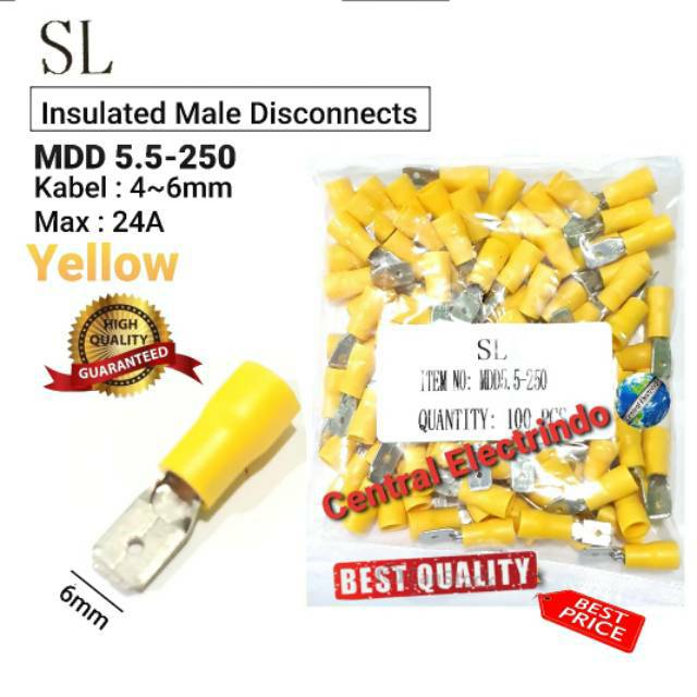 Skun Kabel Insulated Male Disconnects MDD 5.5-250 Kabel 4~6mm SL.