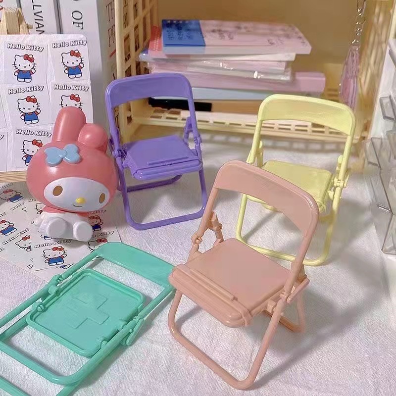 MIINII HD04 Phone Holder Kursi Macaron Folding Chair Stand Holder Phone Universal Holder Stand HP Varian Kursi Lipat Dudukan Penyangga HP Dekorasi Import Murah