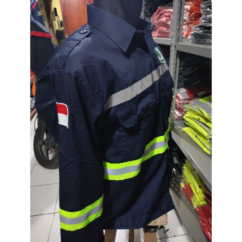 KANCING NAVY BAJU SAFETY BERLOGO K3 BENDERA DOBLE SCOTLIGT DRILL