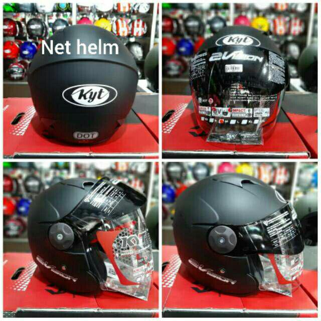 Helm kyt 2 vision solid Black doft  ongkir hanya 2kg-Hitam doft
