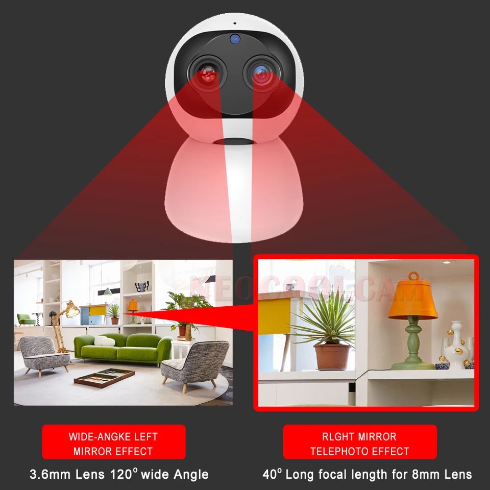 IP Camera / IPCAM CARE CAM 1080P, 2MP x 2 LENS. Hybrid Zoom 10x. Infra Red